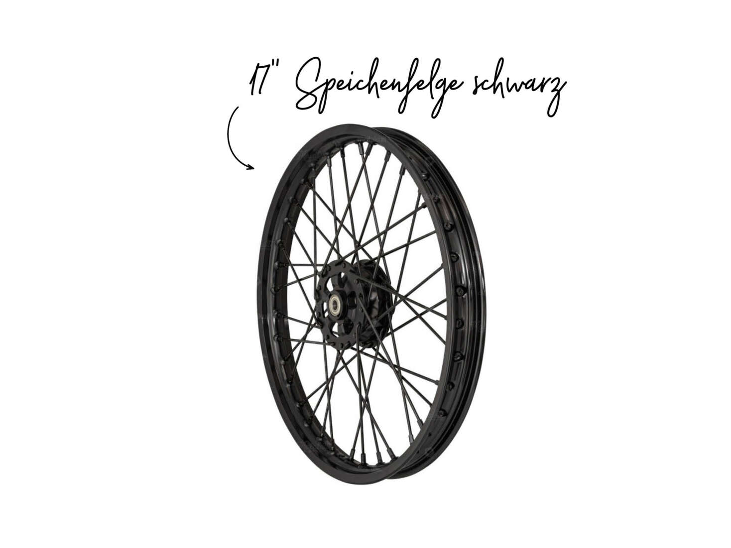 Speichenfelge 17" vorne Alu CNC massiv schwarz Speichenfelge 17" vorne Alu CNC massiv schwarz