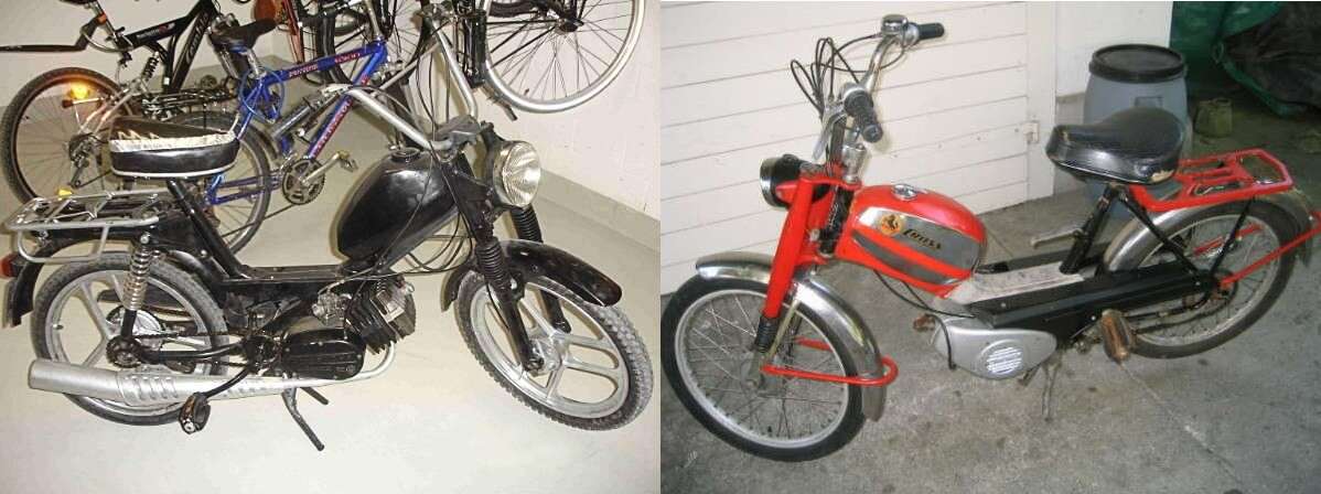 Pony Modell., Typ: GTX, mit Sachs-503-Motor (links) und Pony 503 GT Cross (rechts) Pony Modell., Typ: GTX, mit Sachs-503-Motor (links) und Pony 503 GT Cross (rechts)