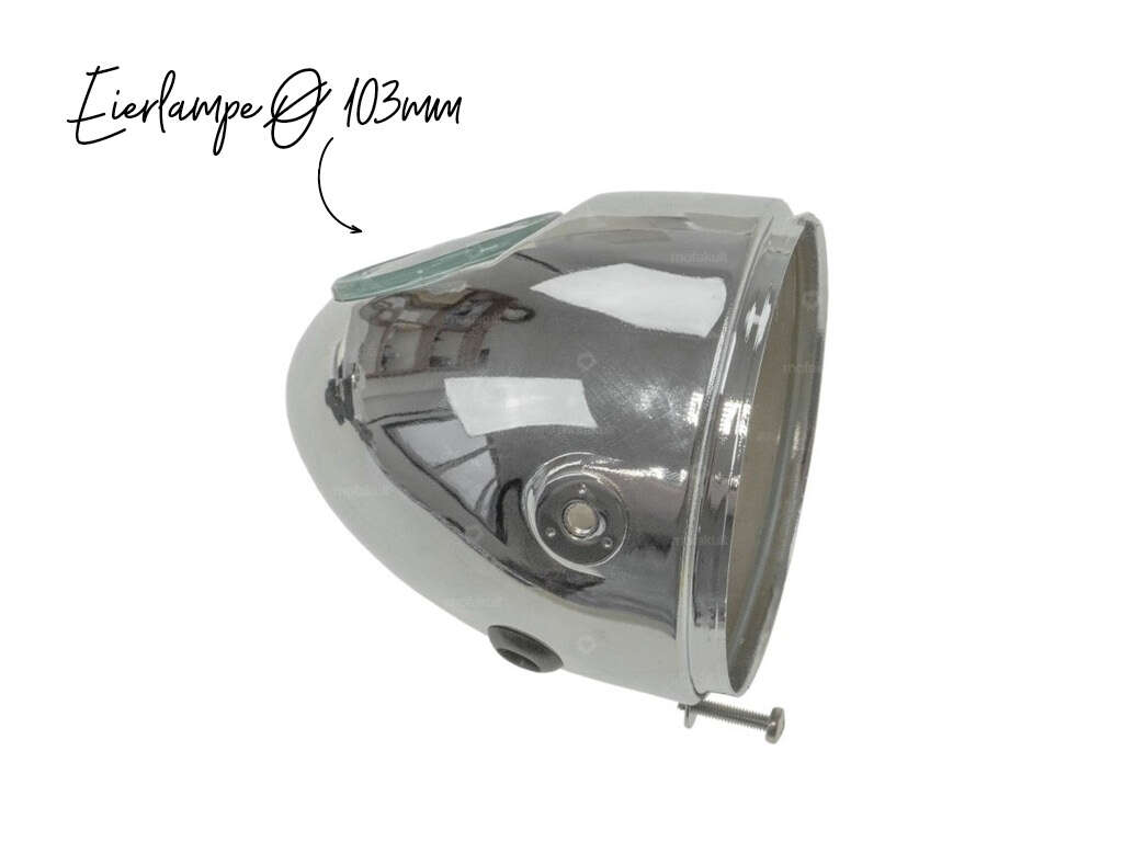 Lampentopf Eierlampe Ø 103 mm (seitliche Bef.) Chrom Lampentopf Eierlampe Ø 103 mm (seitliche Bef.) Chrom