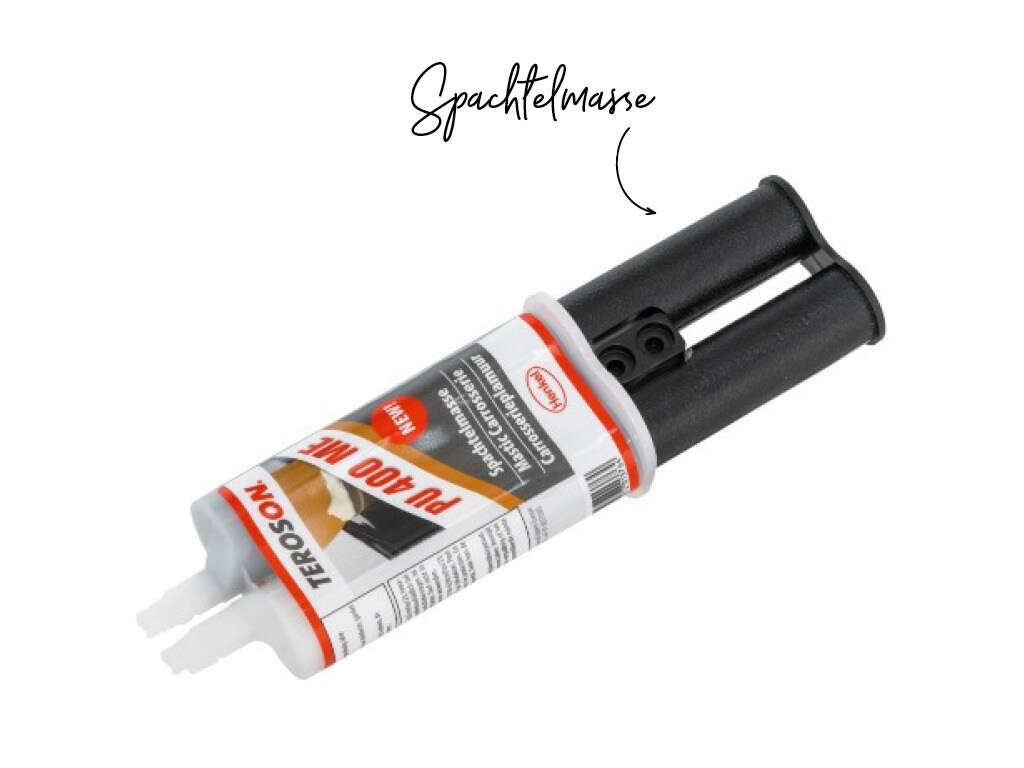 Hellgraue Loctite 2-Komponenten-Spachtelmasse auf Polyurethan Basis Hellgraue Loctite 2-Komponenten-Spachtelmasse auf Polyurethan Basis