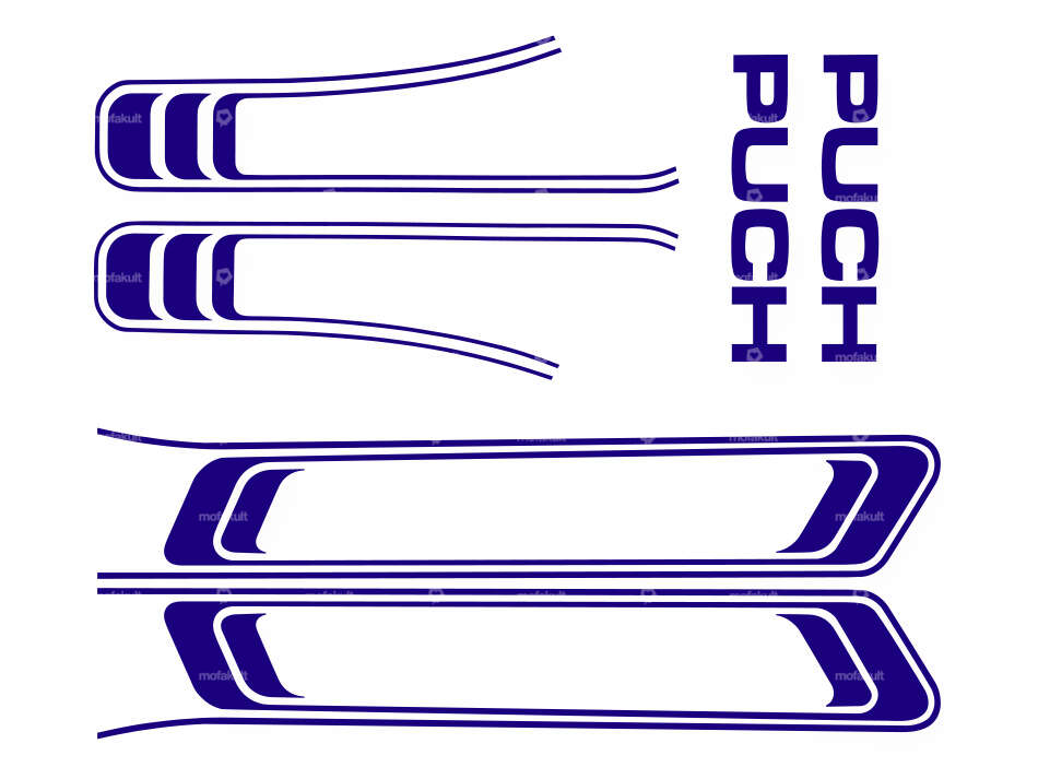 Adhesive set tank & frame blue (1A quality) Foil plot | Puch Maxi S Carousel Image 1