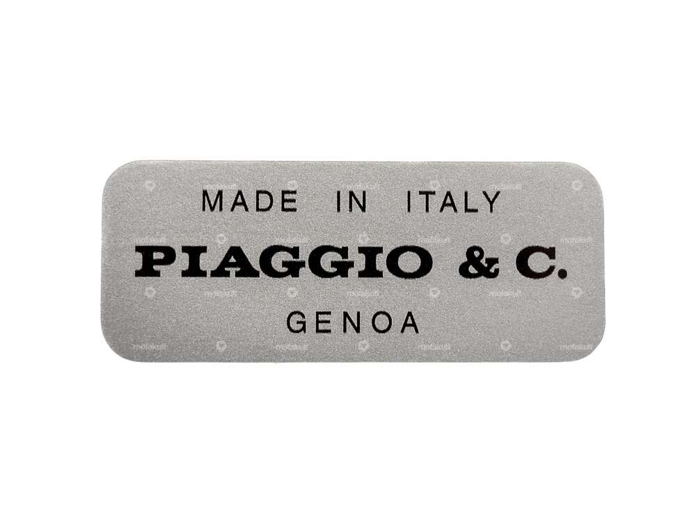 Adesivo "Made in Italy Piaggio & C. Genova" argento 50 x 20 mm | Piaggio Carousel Image 1