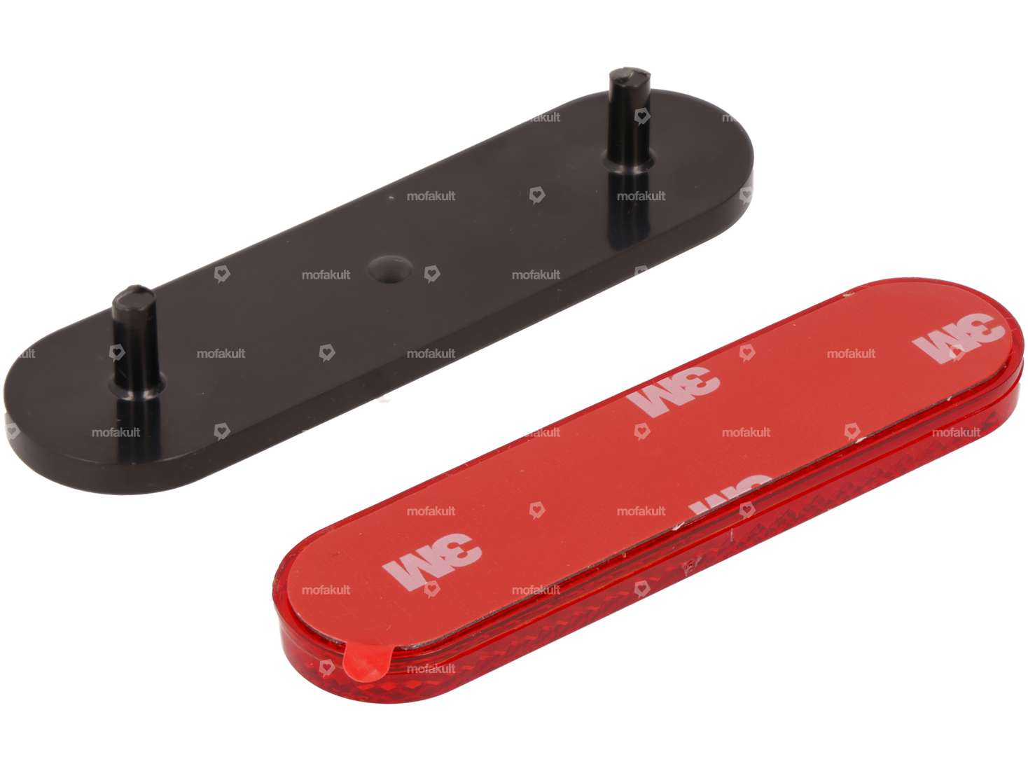 Riflettore 100 x 2 mm con fissaggio a scatto ovale rosso Carousel Image 2