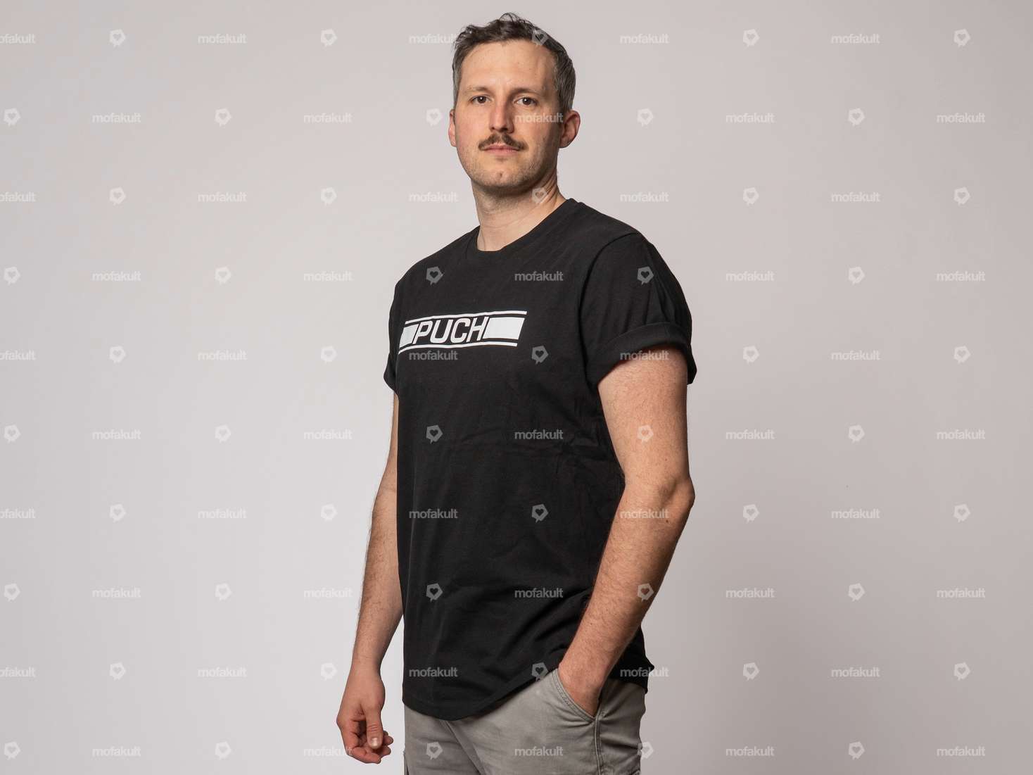 mk-Merch T-Shirt "PUCH" black Carousel Image 4