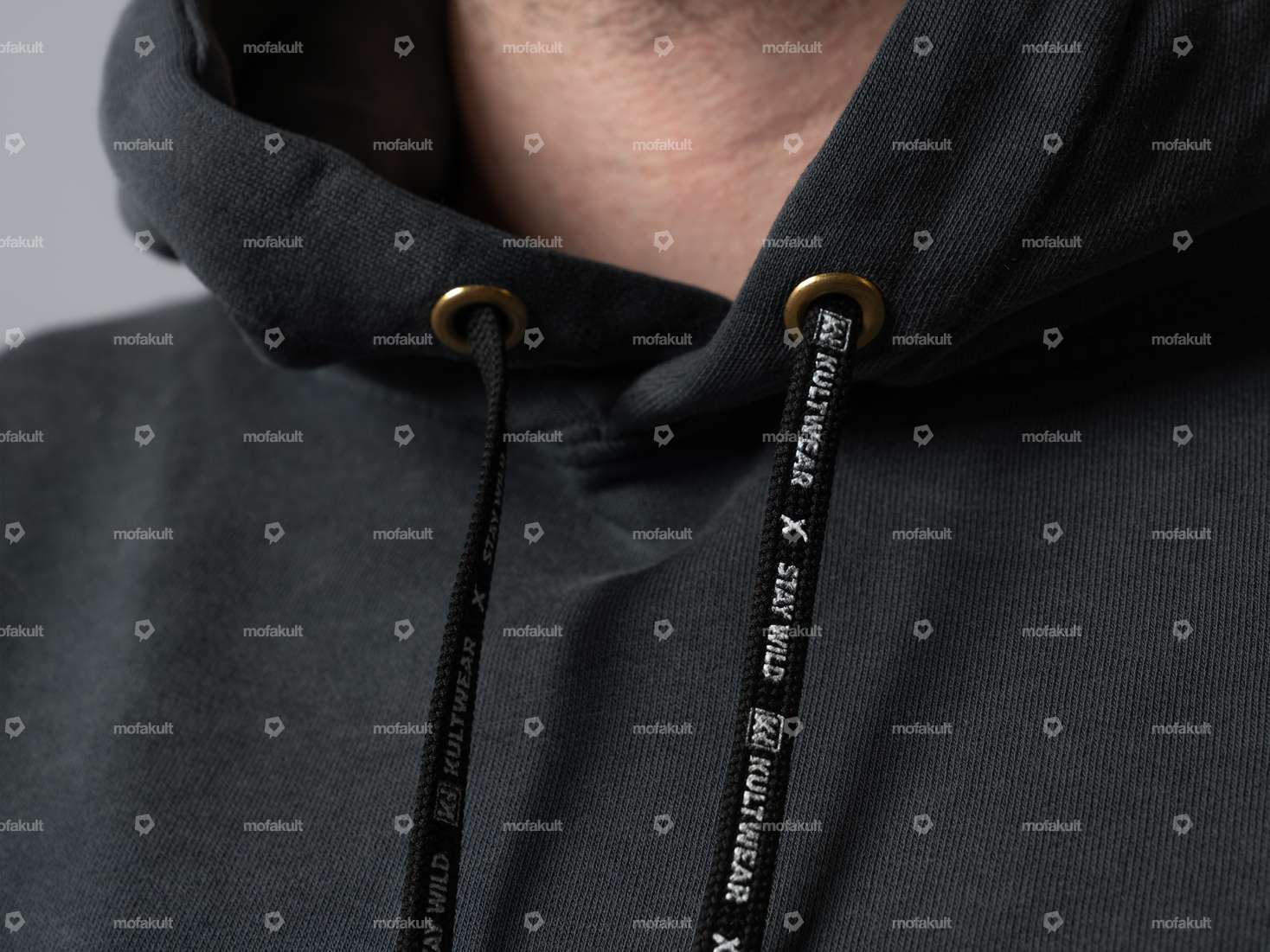 KULTWEAR Hoodie «Velcro» Stonewash grau Carousel Image 5