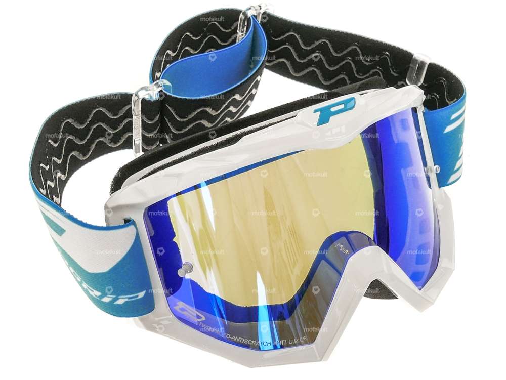ProGrip Brille MX 3201 Raceline weiss blau verspiegelt Carousel Image 1