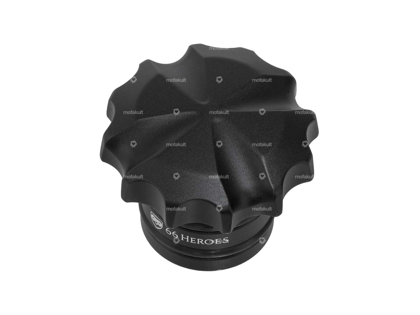 66HEROES Tappo serbatoio "Iron Cross" alluminio nero | Puch Maxi Carousel Image 1