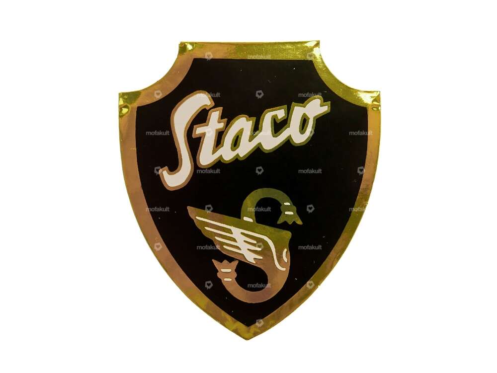Adesivo "Staco" 42 x 48 mm nero / oro NOS Carousel Image 1