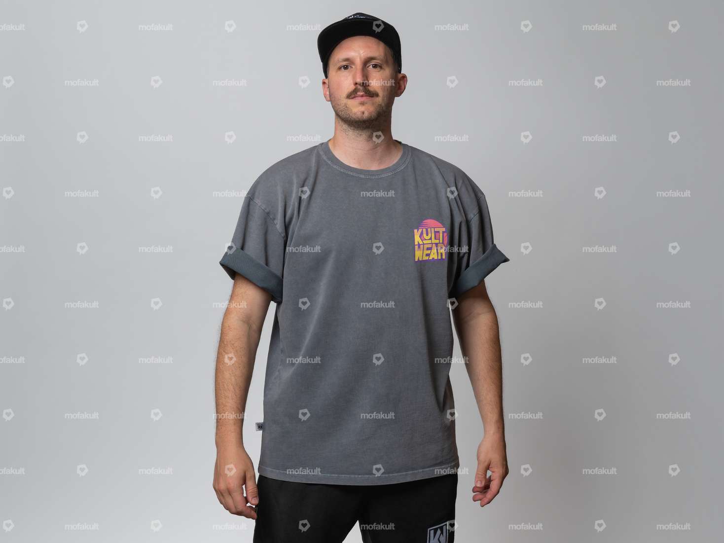 KULTWEAR T-shirt "Vintage" oversize grigio Carousel Image 1