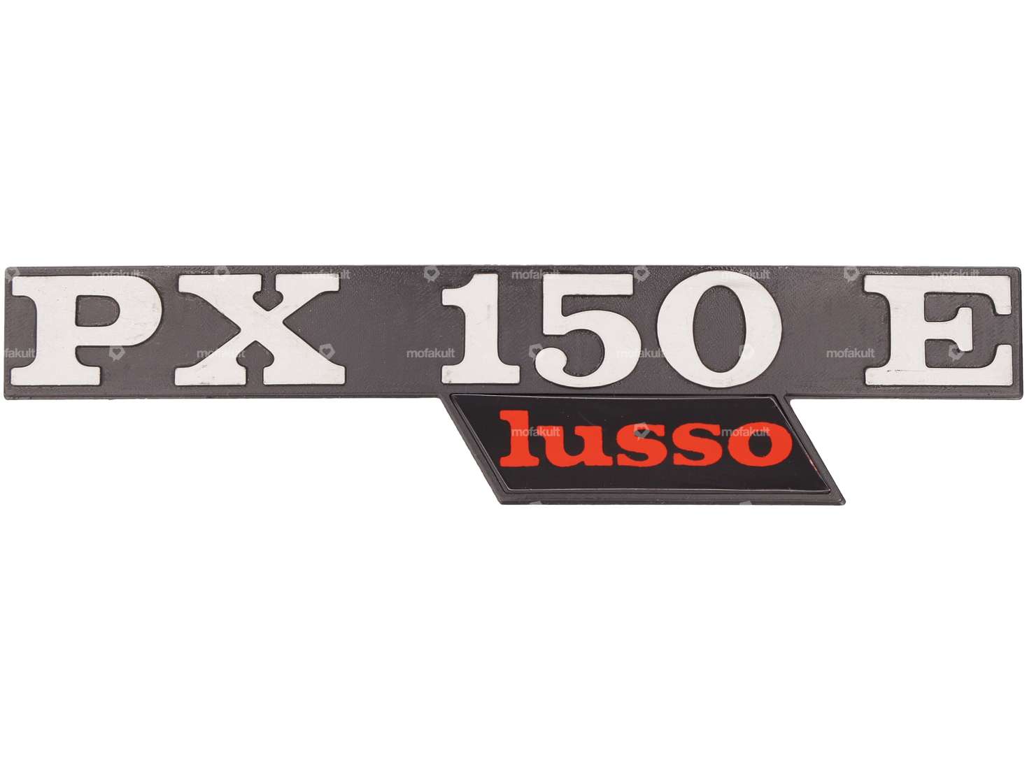 CIF stemma laterale sinistro "PX 150 E lusso" alluminio | Vespa PX150 Lusso Carousel Image 1