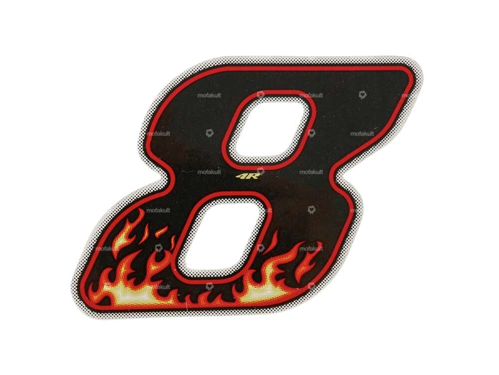 Sticker Number 8 Flame (height 65 mm) Carousel Image 1