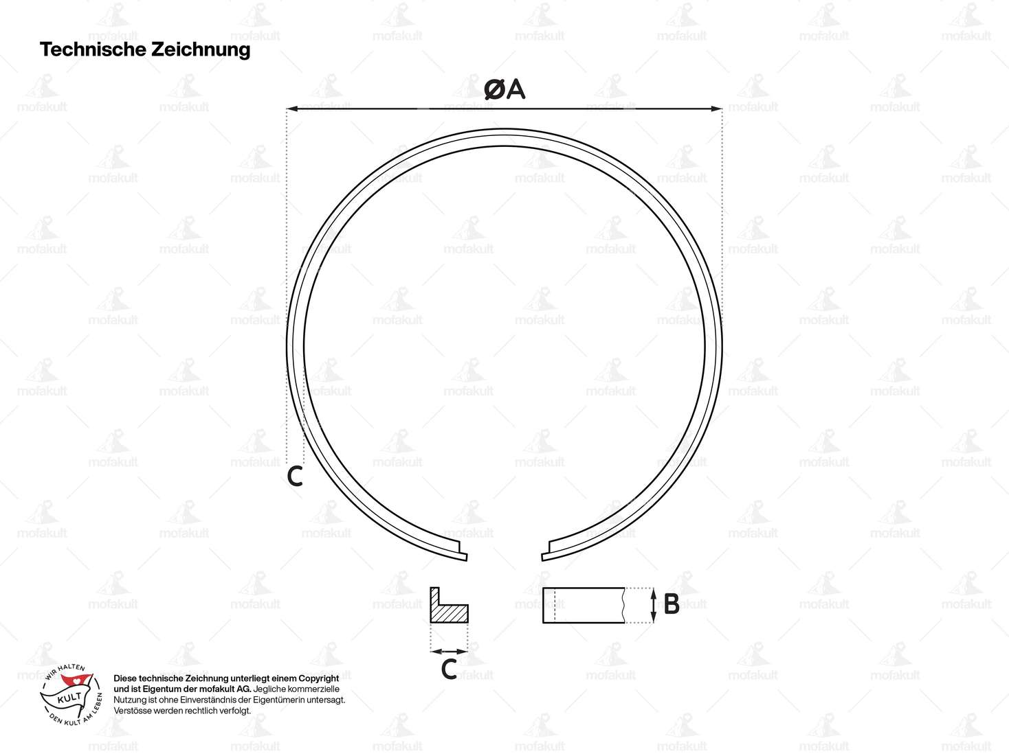 Meteor L-piston ring 42.5 x 2 mm (IS) Carousel Image 4