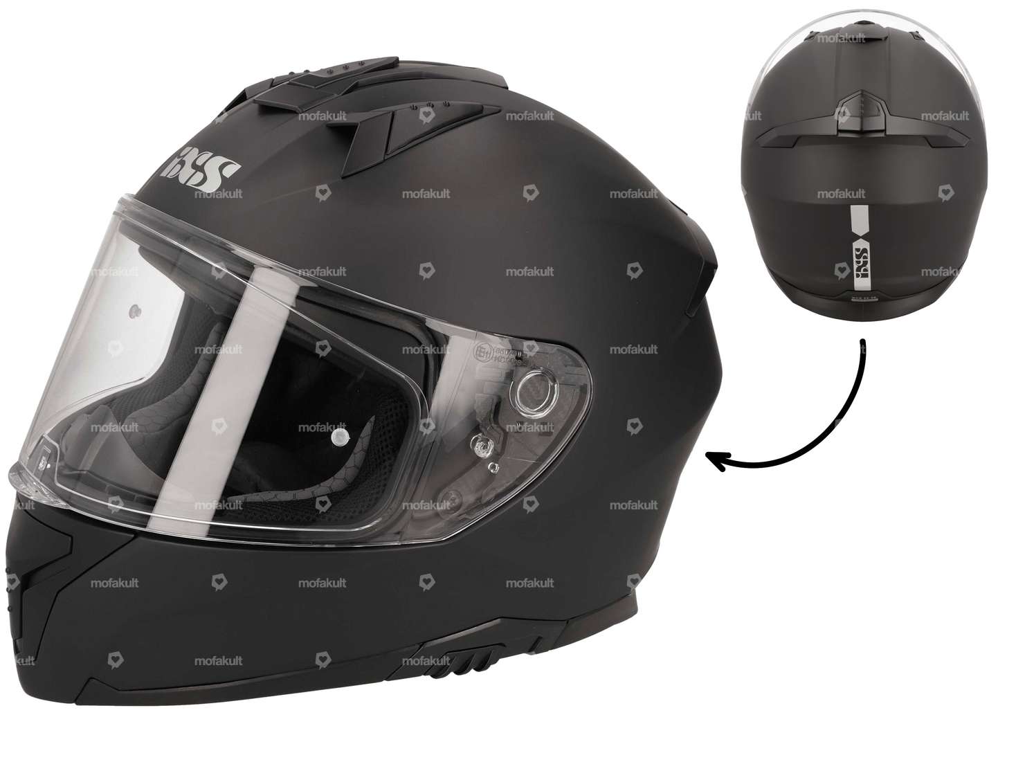 IXS casco integrale "zweisiebzehn" nero opaco (S-L) Carousel Image 1