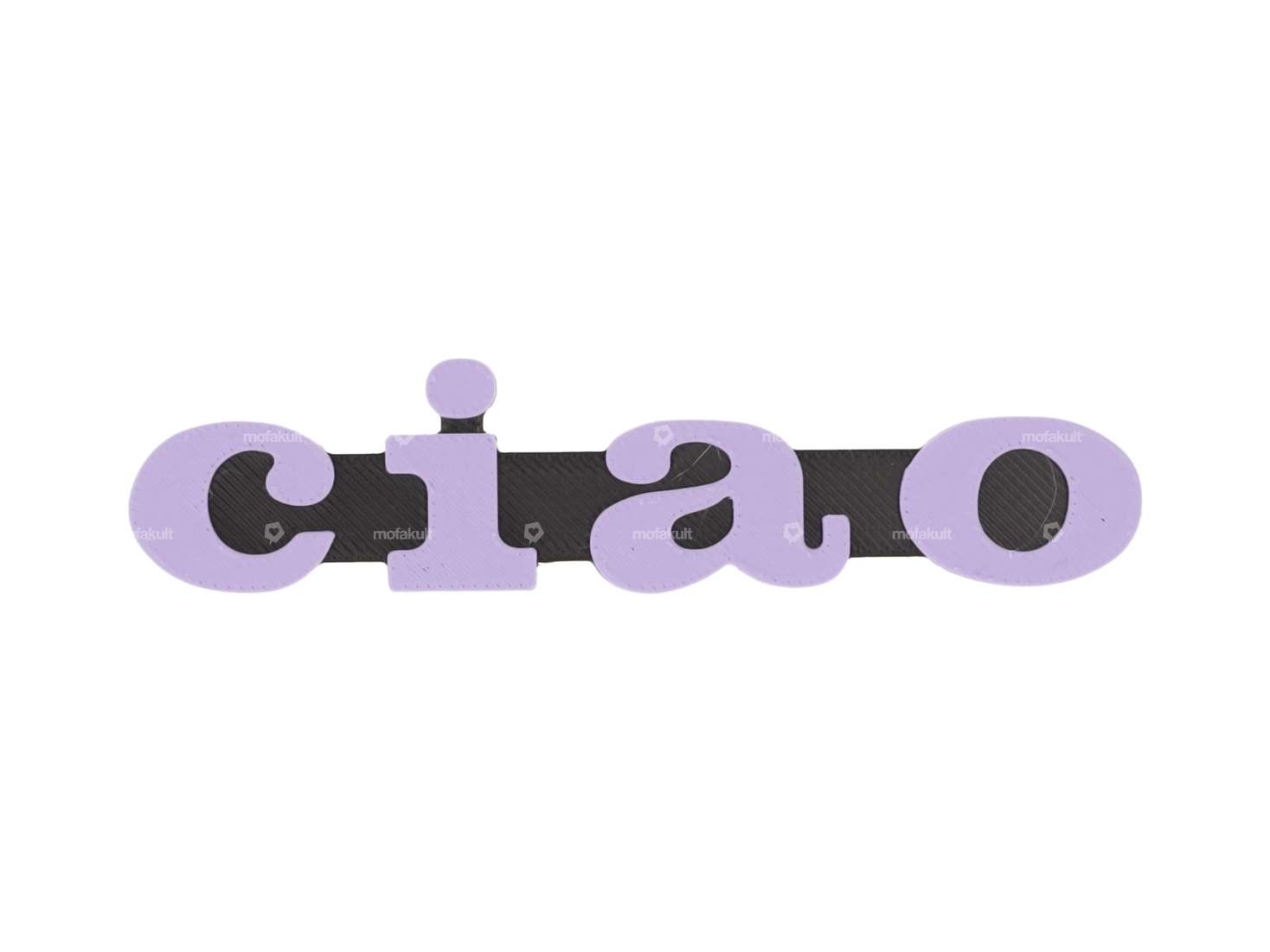 Emblema "ciao" in plastica 3D viola/nero Carousel Image 1