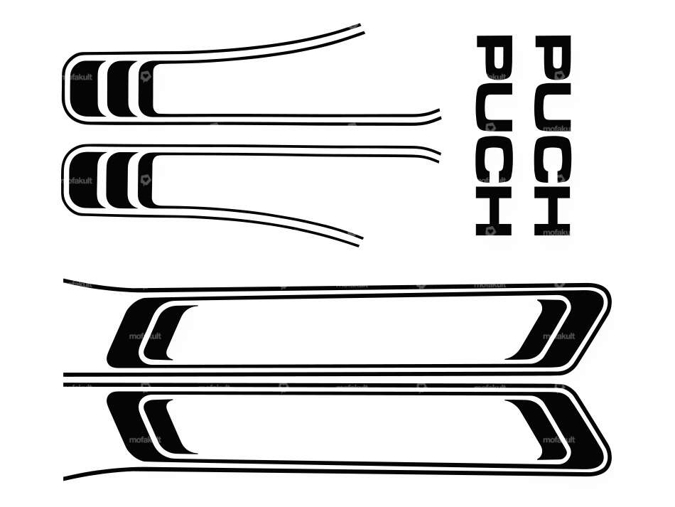 Klebersatz Tank & Rahmen schwarz PVC-Trägerfolie | Puch Maxi S Carousel Image 1