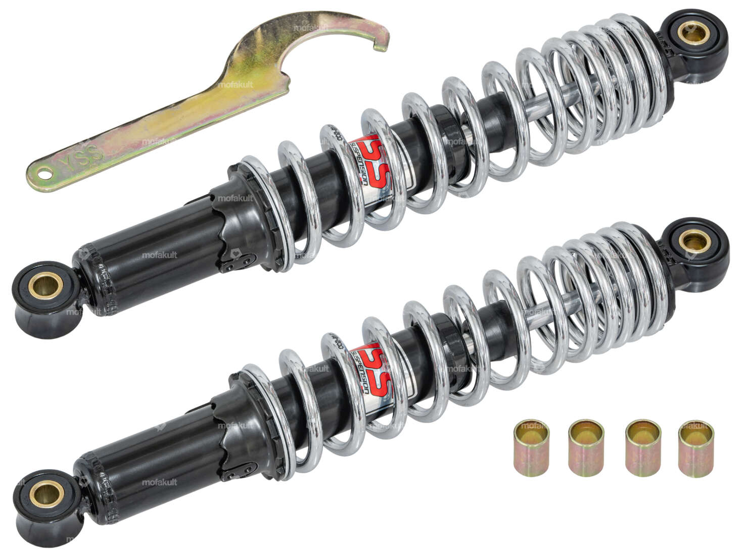 Ammortizzatore YSS 32 cm nero / cromo (pressione olio) Carousel Image 1