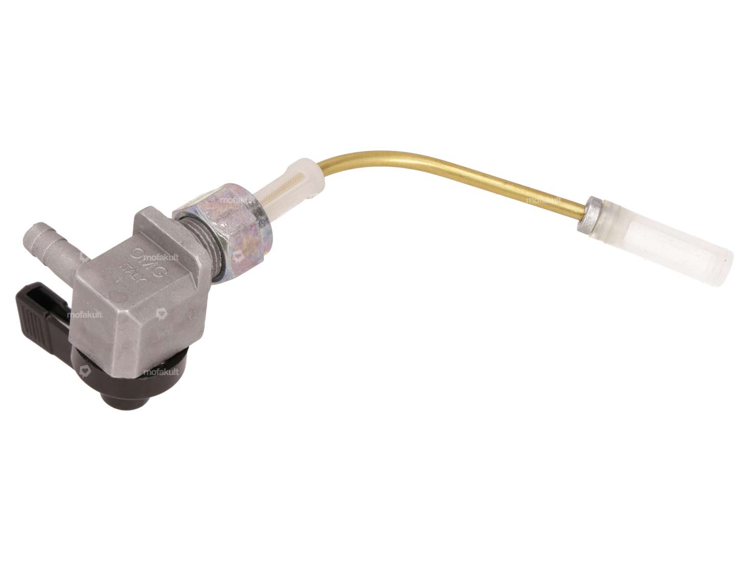 OMG rubinetto benzina orizzontale M12x1 etichettato (con dado di raccordo) in uscita sul fondo Carousel Image 3