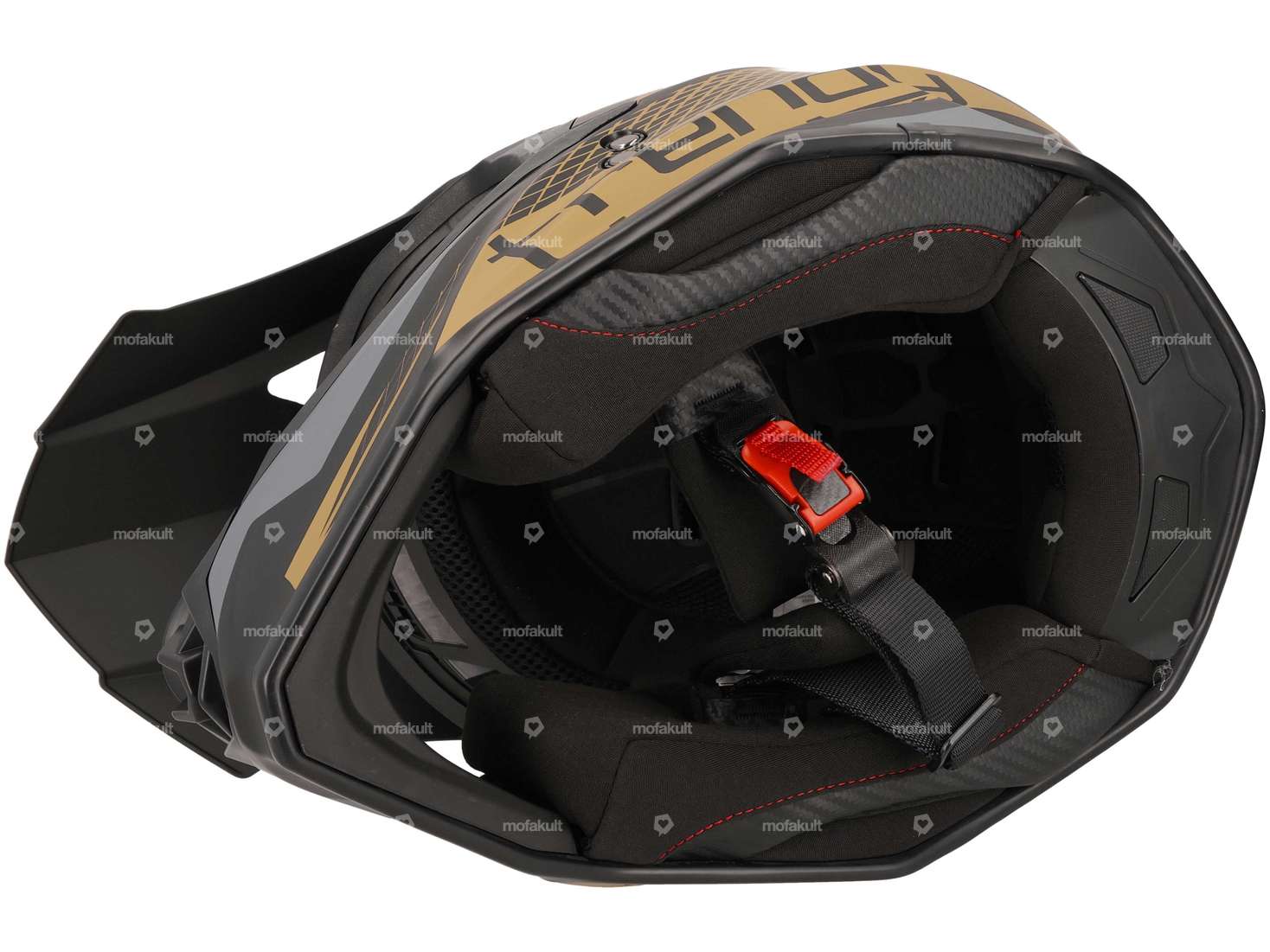 Casco cross "Trendy" nero-grigio-oro opaco (S-L) Carousel Image 4