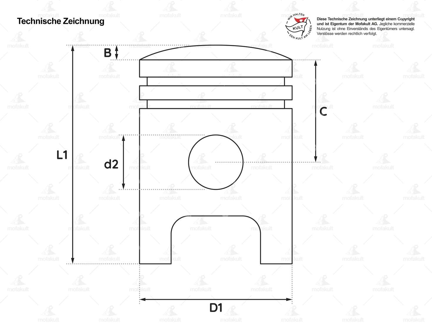 Pistone GPO 40 mm anelli rettangolari (12 mm KoBO) | Puch X30 Velux raffreddato a ventola Carousel Image 2