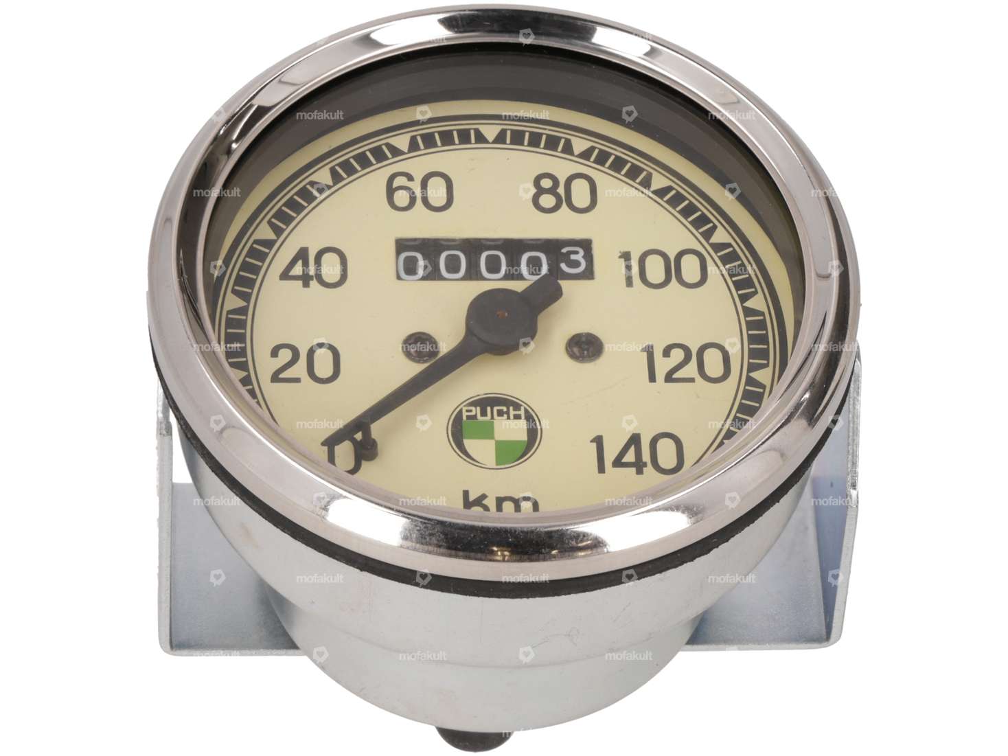 Speedometer 140 km/h Ø 80 mm | Puch logo Carousel Image 1