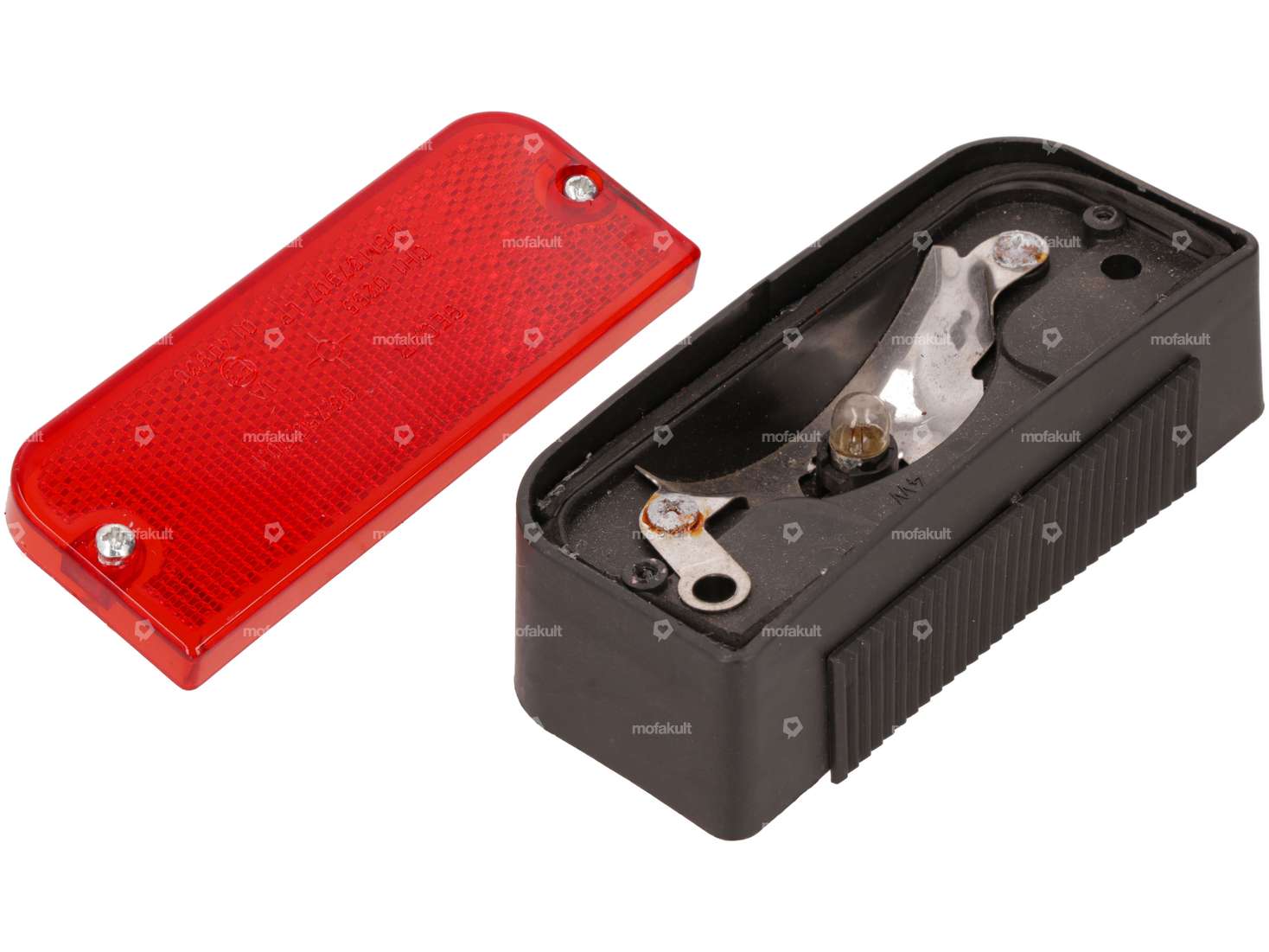 Fanale posteriore nero (budget) con marchio E | Piaggio Ciao PX, C24, Bravo, SUPERbravo Carousel Image 2