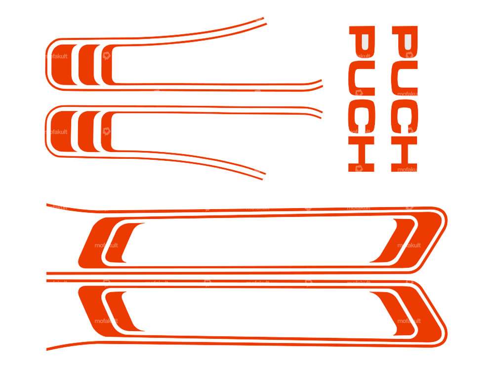 Klebersatz Tank & Rahmen orange (1A-Qualität) Folienplot | Puch Maxi S Carousel Image 1