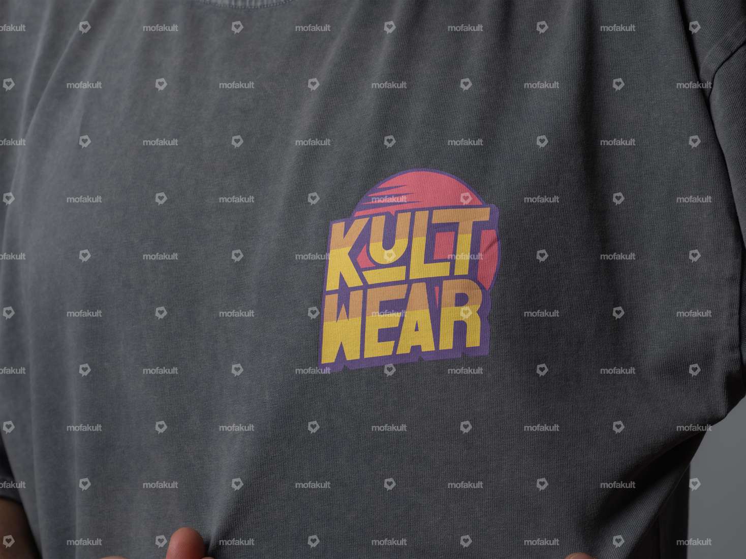 KULTWEAR T-shirt "Vintage" oversize grigio Carousel Image 3
