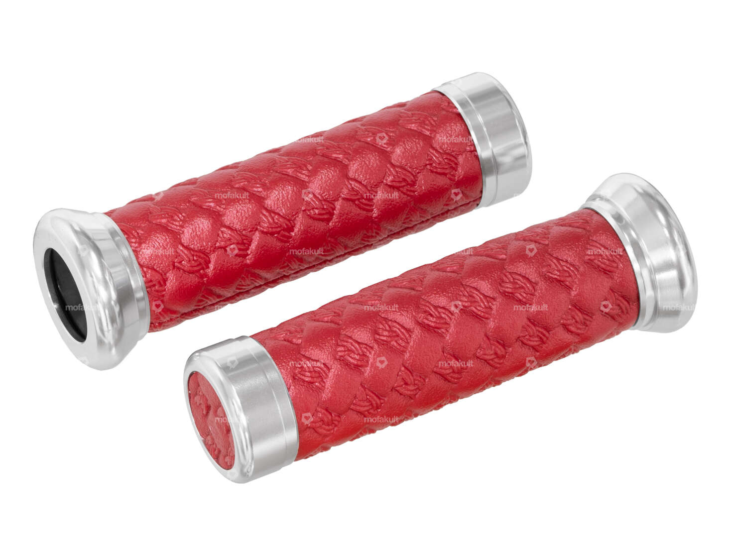 Maniglie GPO in pelle alluminio automatico rosso lucido Carousel Image 1