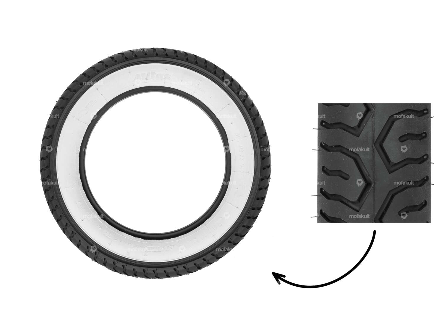 Pneumatici Mitas 3.00 x 10" MC12 Allround scooter bianco Carousel Image 1