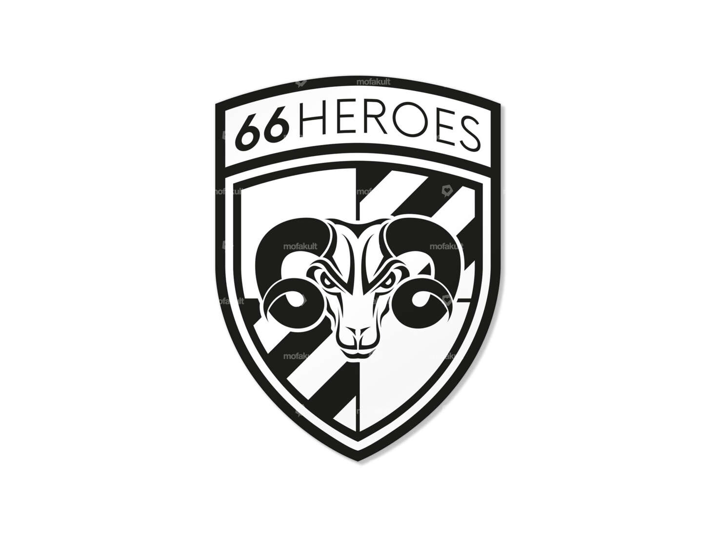 Stemma adesivo "66HEROES" 37 x 50 mm bianco Carousel Image 1