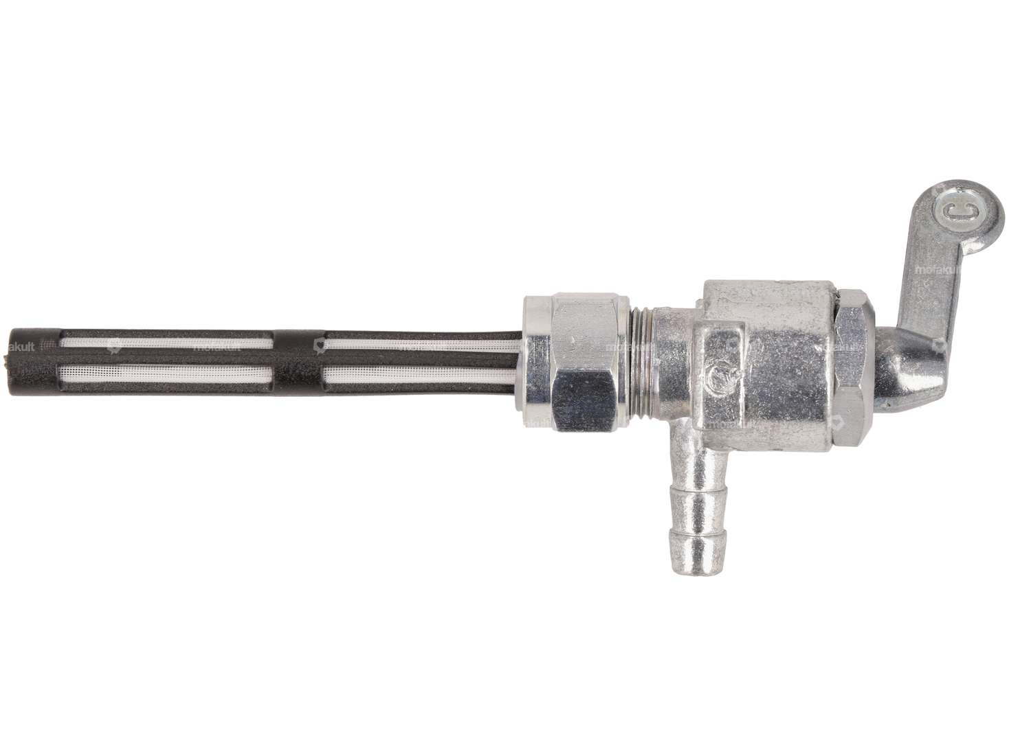 Rubinetto benzina orizzontale M12x1 (con dado per raccordo) in uscita dal basso Carousel Image 1