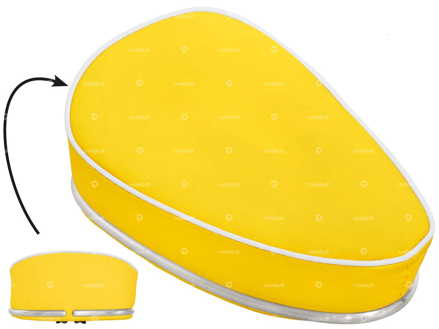 Sedile per ciclomotore giallo Carousel Image 1