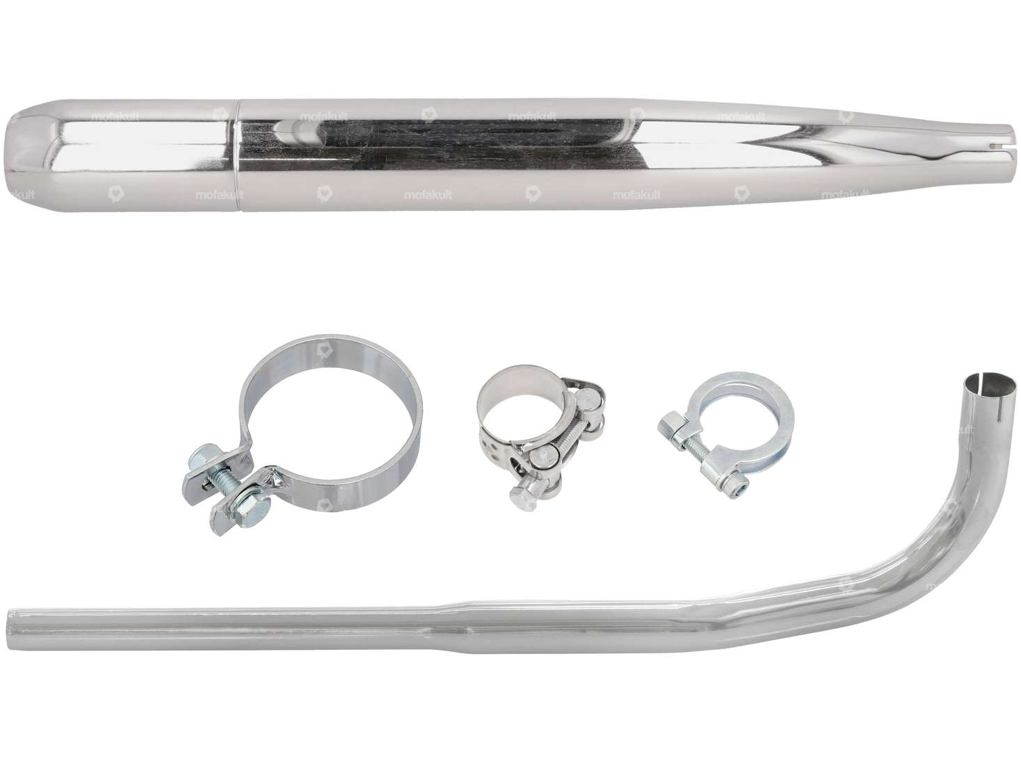 GPO Auspuff-Set Zigarre Ø 28 / 60 mm Chrom | Sachs 503 2AL, 2BL Carousel Image 1