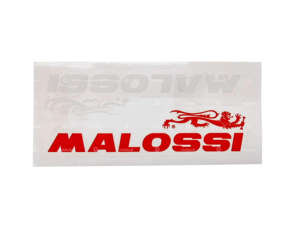 Adesivo "Malossi" 130 x 30 mm rosso / bianco Carousel Image 1