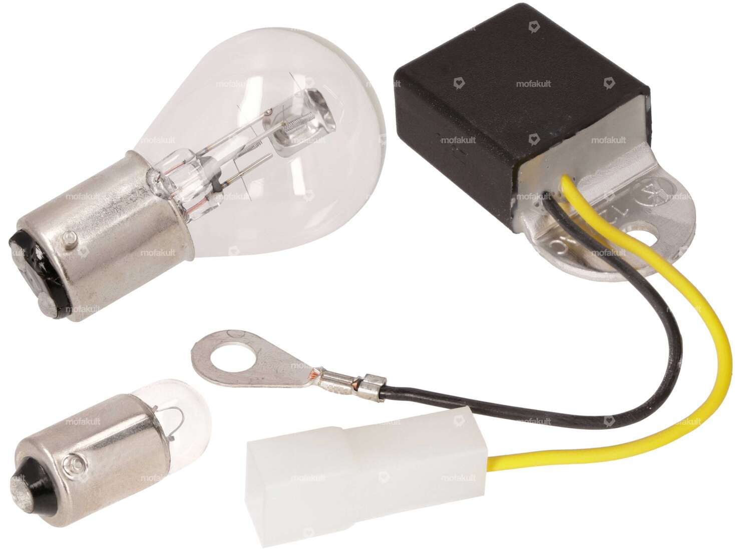 Set di lampadine 6V (BAX15d) con regolatore di tensione Leonelli | Puch Carousel Image 1