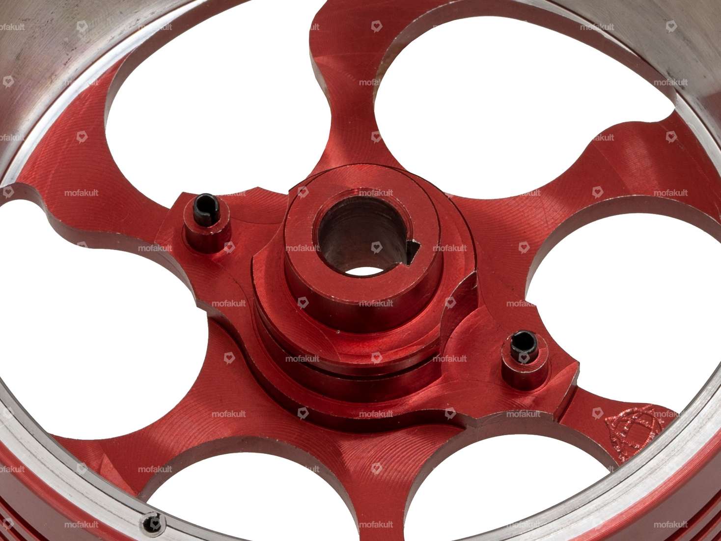 Convertitore campana frizione Vario CNC alluminio rosso | Piaggio Ciao, SI, Bravo, Boxer Carousel Image 3