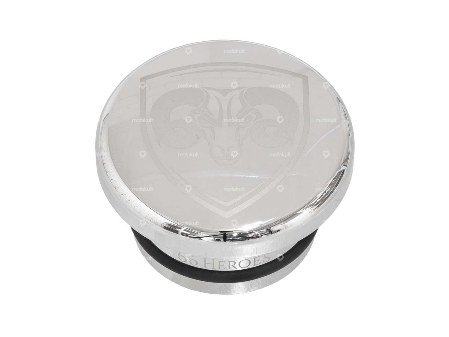 66HEROES Tappo serbatoio alluminio "66HEROES" tondo cromo | Piaggio SI Carousel Image 1