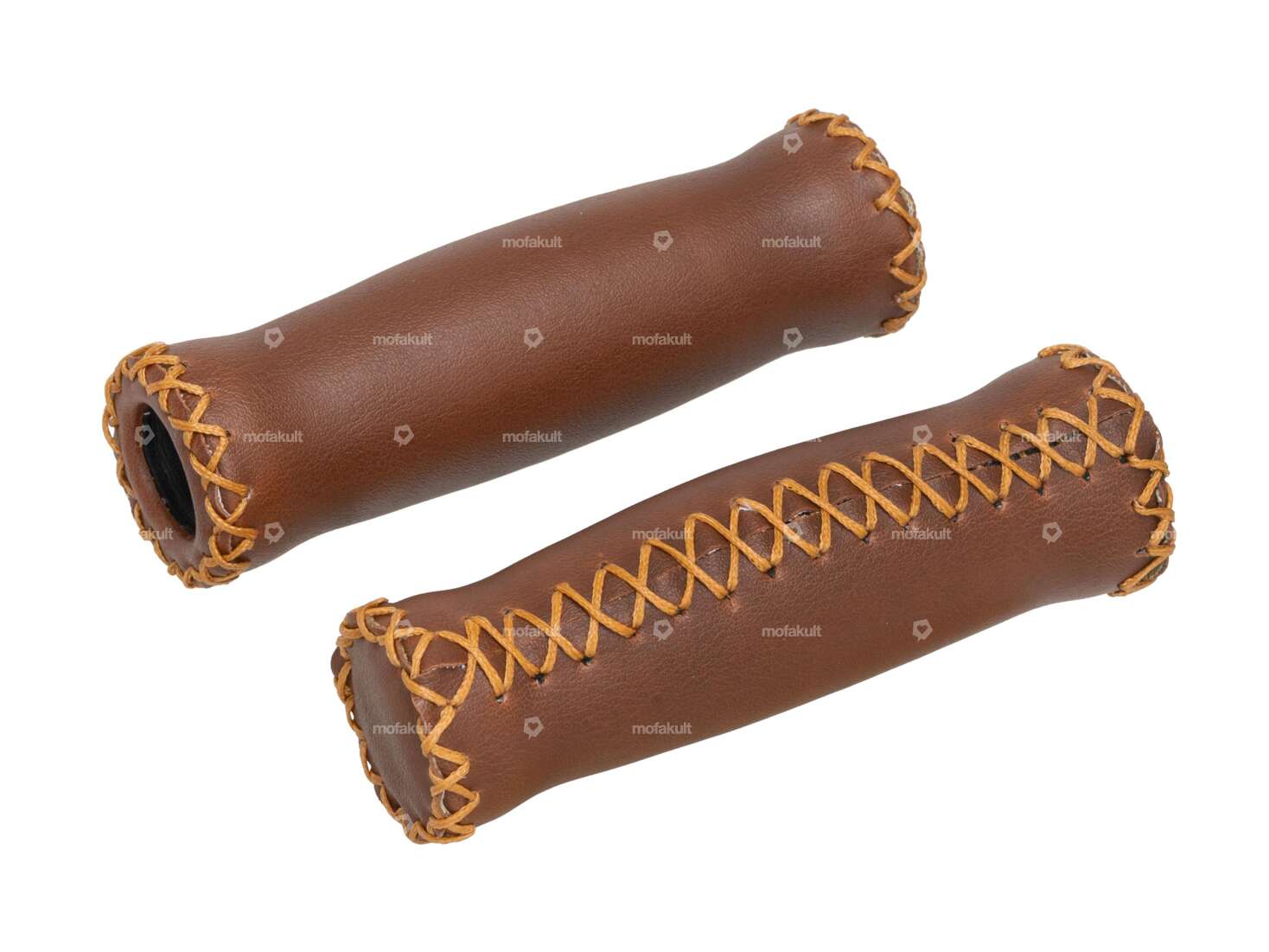 Maniglie in finta pelle marrone Carousel Image 1