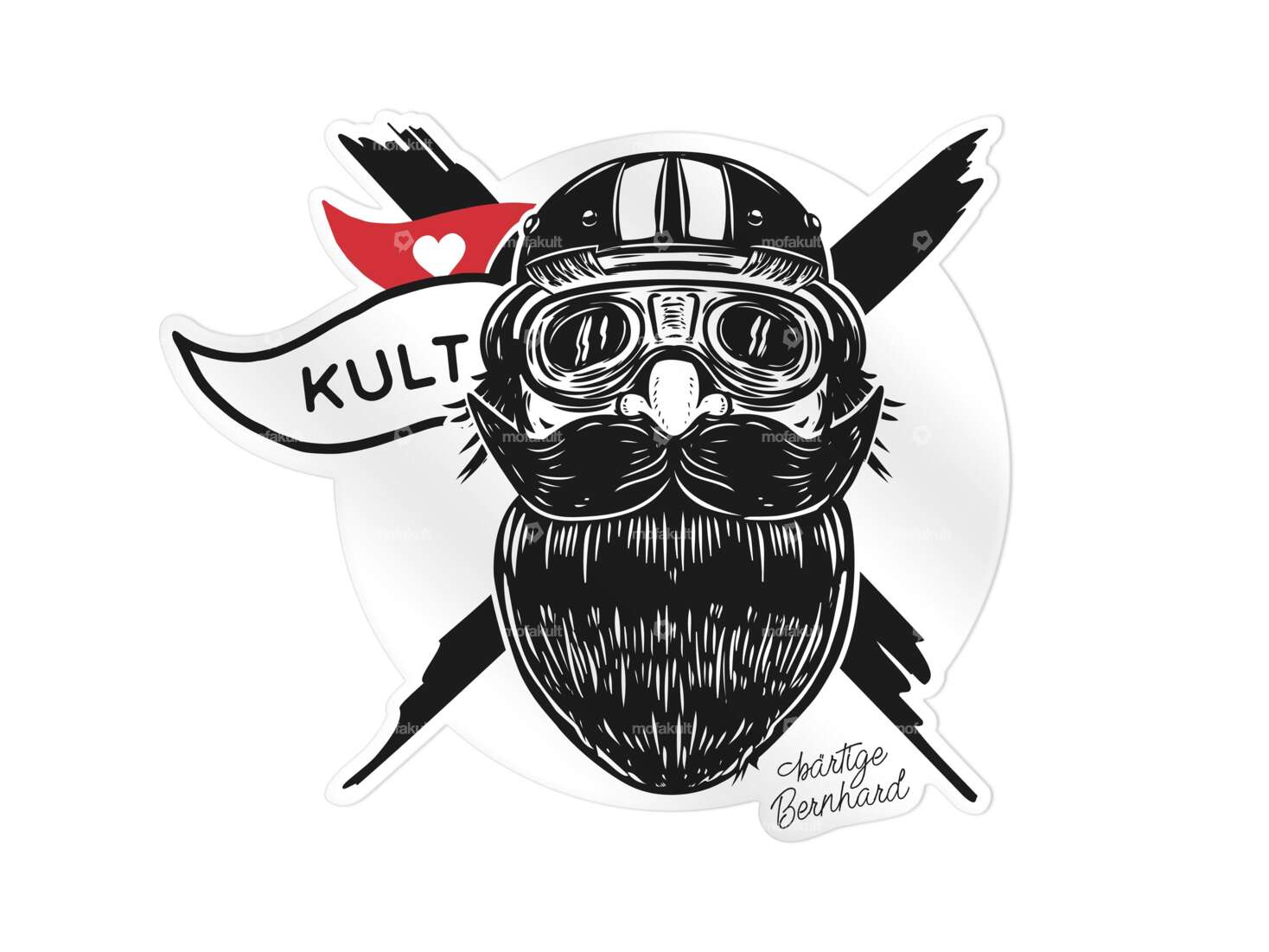 Aufkleber «bärtiger Bernhard» Ø 66 mm Carousel Image 1