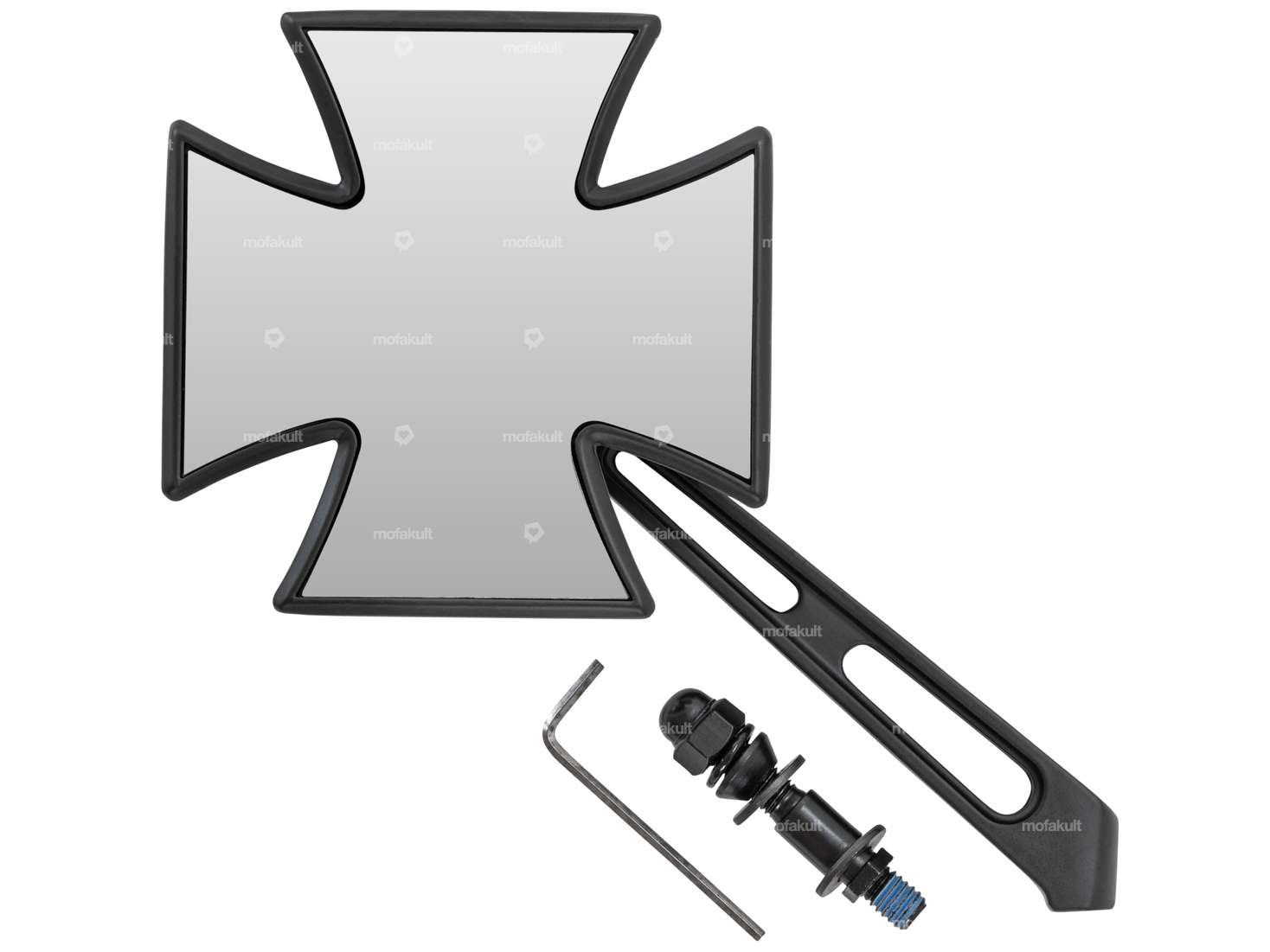 Specchio "Iron Cross" nero opaco Carousel Image 1