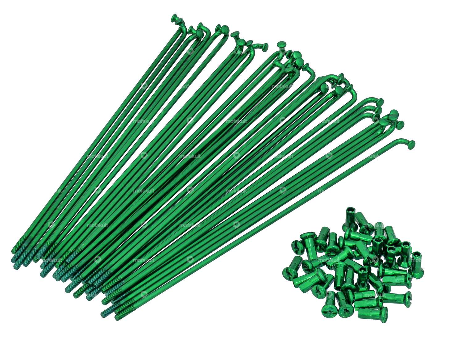 GPO 19" spoke set incl. nipple (2.9 x 212 mm) green Carousel Image 1