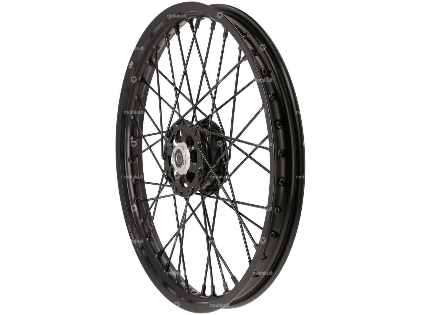 Cerchio a raggi 17" anteriore in alluminio CNC nero pieno Carousel Image 1