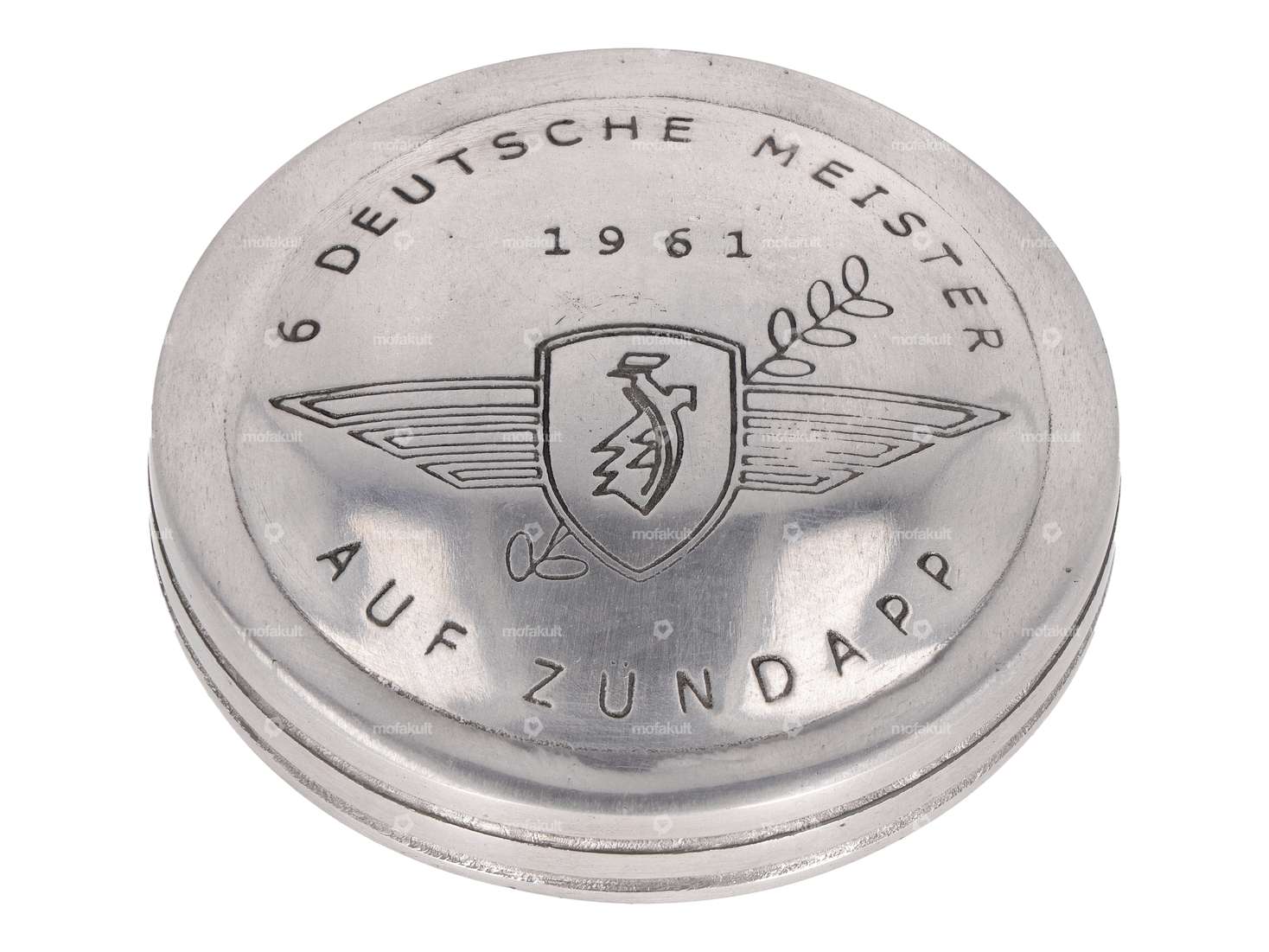 Gas cap "6 German champions on Zündapp 1961" 40 mm bayonet Carousel Image 1