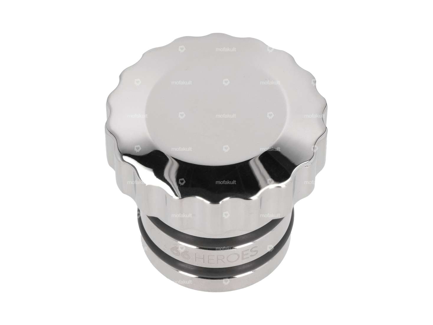 66HEROES Tank cap corrugated chrome | Piaggio Ciao, Bravo Carousel Image 1