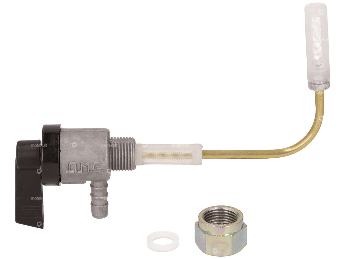 Rubinetto benzina orizzontale M12x1 con dado raccordo uscita fondo | Puch Maxi S / N Carousel Image 1