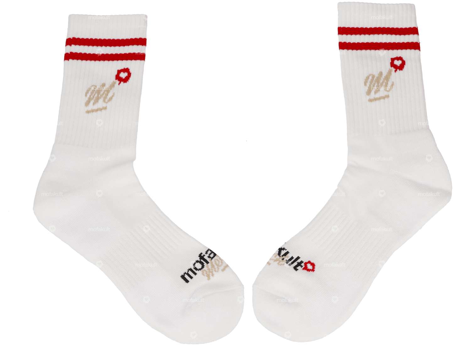 calzini sportivi mk-Merch "Crew" bianco / rosso Carousel Image 1