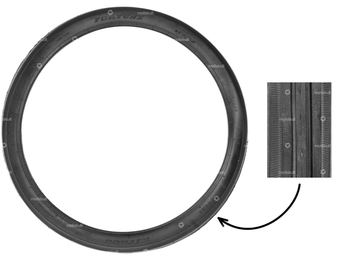 Fortune 1.75 x 19" Reifen F-750 4P.R. Reibrollen | Solex Carousel Image 1