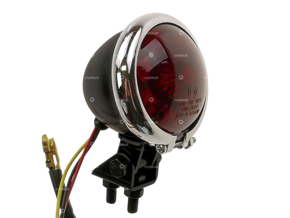 66HEROES rear light "Minnesota" red lens black/chrome Carousel Image 1