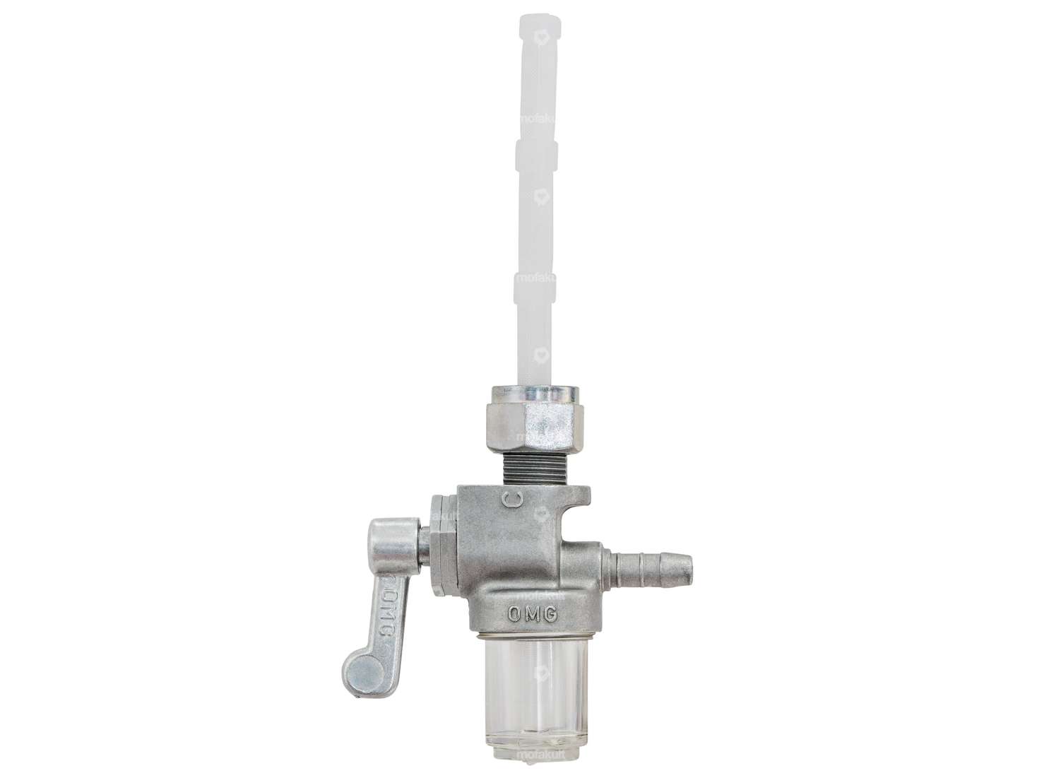 OMG Benzinhahn M12x1 Vollguss 90° nach hinten mit Filterkammer Carousel Image 1