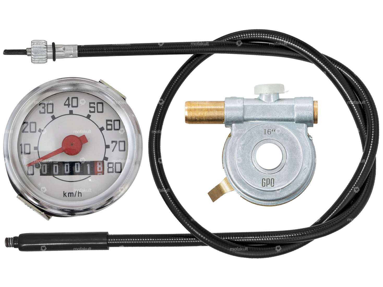 Set tachimetro GPO "Veglia replica" 16" / 17" quadrante bianco | Piaggio Ciao Carousel Image 1